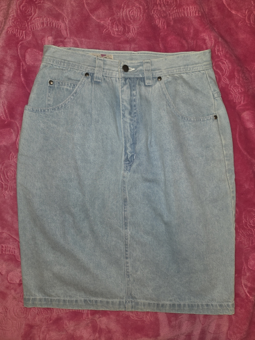 Light Blue Denim Pencil Skirt - Women's Classic
